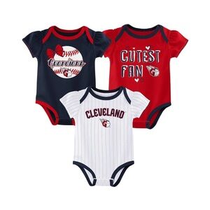 MLB Cleveland Guardians Baby Girl 3-Piece Bodysuit Set Size 0-3 Months NWT